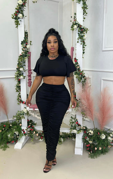Crop top ruched skirt set Glamherup Beautique